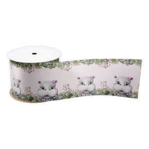 Lazo De Raso Hippo Floral rosa