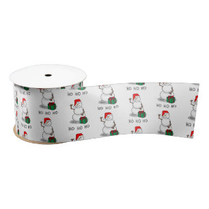 Lazo De Raso Ho Ho Ho Ho Ho Feliz Navidad Santa Cute Snowman
