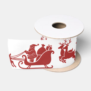 Lazo De Raso Ho Ho Ho Santa Trineo Navidad
