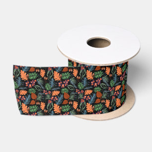 Lazo De Raso Hoja de otoño en cinta negra