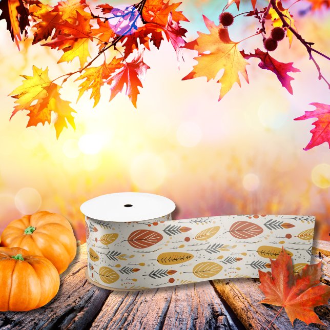 Lazo De Raso Hojas de otoño de Boho Bliss (Boho Bliss Fall Leaves Satin Ribbon)