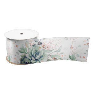 Lazo De Raso Hojas de suculentas verde elegante botánico