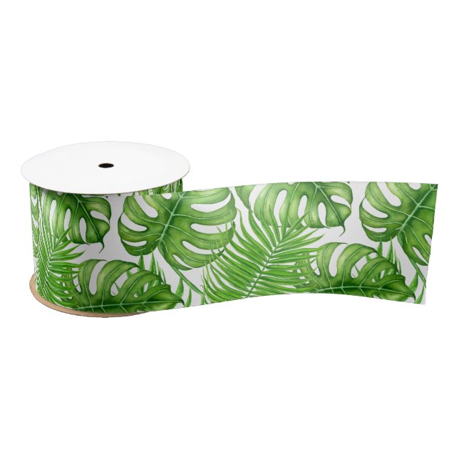 Lazo De Raso Hojas tropicales (Carrete)