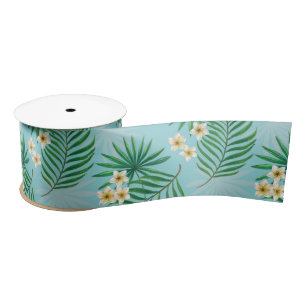 Lazo De Raso Hojas tropicales y flores