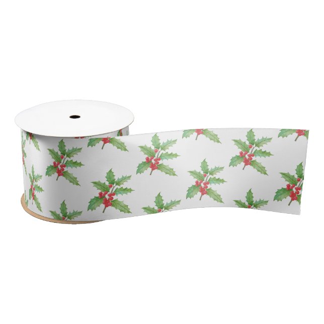 Lazo De Raso Holly berries Christmas wrapping paper (Carrete)