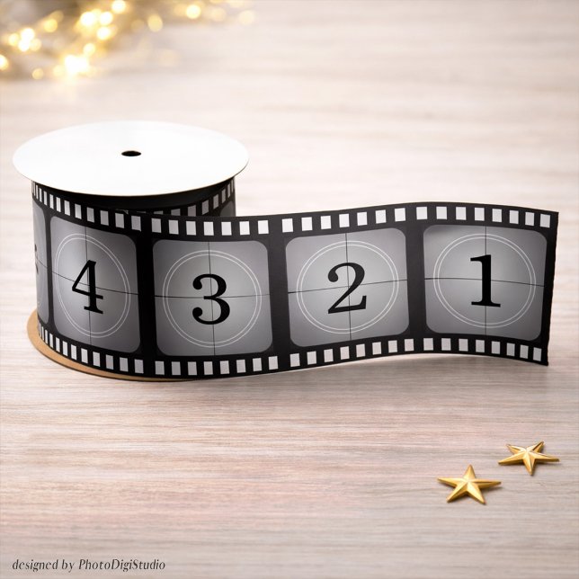 Lazo De Raso Hollywood Film Strip Ribbon, Old Cinema Countdown  (Hollywood Film Strip Ribbon, Old Cinema Countdown Satin Ribbon)