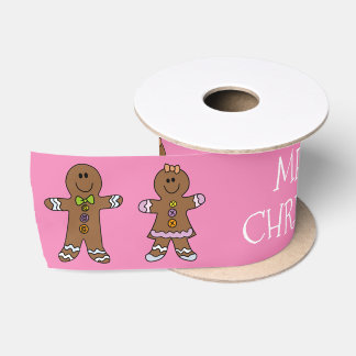 Lazo De Raso Hombre de pan de jengibre de Navidad rosado person