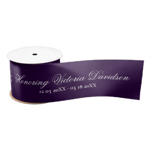 Lazo De Raso Honor nombre elegantes letras morado conmemorativo