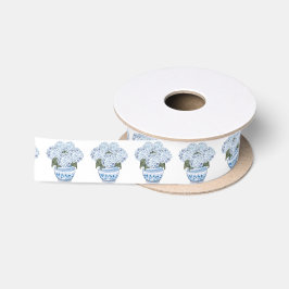 Lazo De Raso Hortensias azules en maceta de Chinoiserie