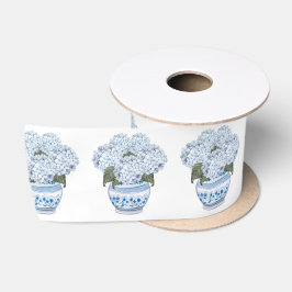 Lazo De Raso Hortensias azules en maceta de Chinoiserie