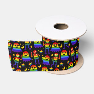 Lazo De Raso 🦇🌈 Huesos y Estrellas de Arcoíris 