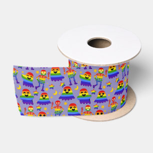 Lazo De Raso 🦇🌈 Huesos y Estrellas de Arcoíris
