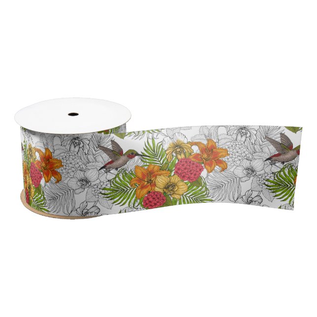 Lazo De Raso Hummingbirds y el ramo tropical (Carrete)