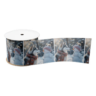 Lazo De Raso Husky Siberiano Con Snowman
