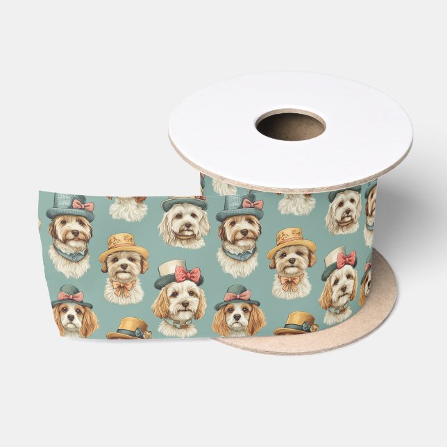 Lazo De Raso Ilustracion corto de perros en Gorras (Carrete)