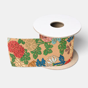 Lazo De Raso Ilustración de patrón de abanico de flores japones