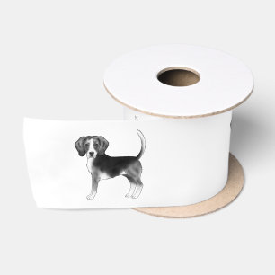 Lazo De Raso Ilustración de perro Beagle lindo en blanco y negr