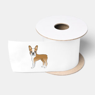 Lazo De Raso Ilustración de perro Boston Terrier color cervato 