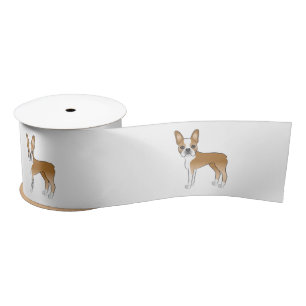 Lazo De Raso Ilustracion Fawn Y White Boston Terrier Dog