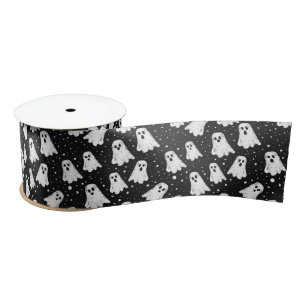 Lazo De Raso Ilustracion Ghost Doodle Cuadros Blanco y Negro