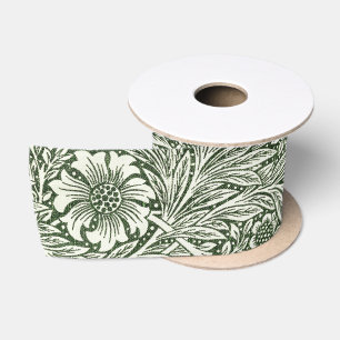 Lazo De Raso Impresión artística floral verde caléndula de Will