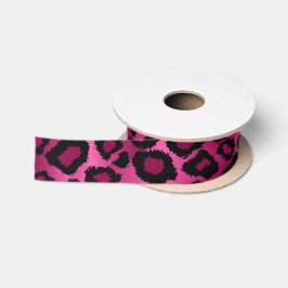 Lazo De Raso Impresión de animales de leopardo rosa
