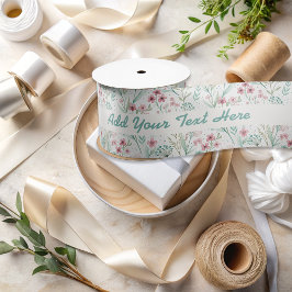 Lazo De Raso Impresión de flores silvestres de primavera Rubor 