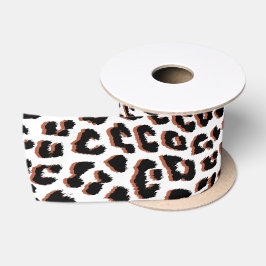 Lazo De Raso Impresión de leopardo blanco y marrón negro