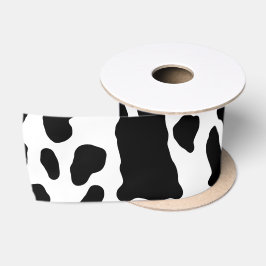 Lazo De Raso Impresión de vaca en blanco y negro