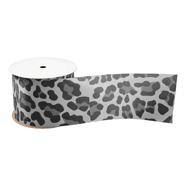 Lazo De Raso Impresión gris claro y gris claro de leopardo (Carrete)