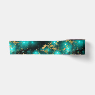 Lazo De Raso Impresionante galaxia de mármol verde y dorado en