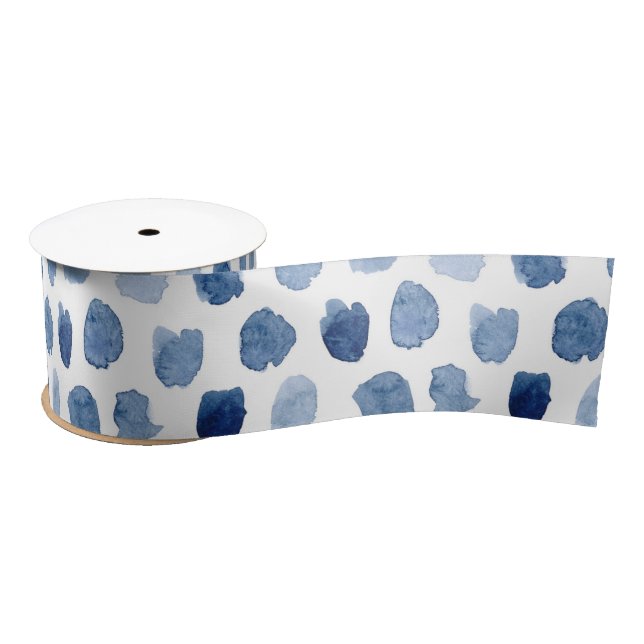 LAZO DE RASO INDIGO ORGÁNICO NAVY AZUL PUNTOS TIE DYE PATRÓN (Carrete)