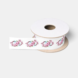 Lazo De Raso Infinito con las flores de flores de Sakura Blosso