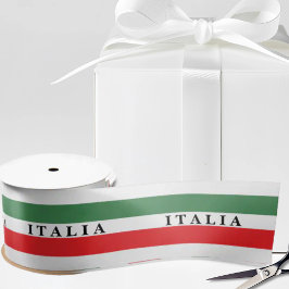 Lazo De Raso Italia Flag Stripes on White Satin Ribbon