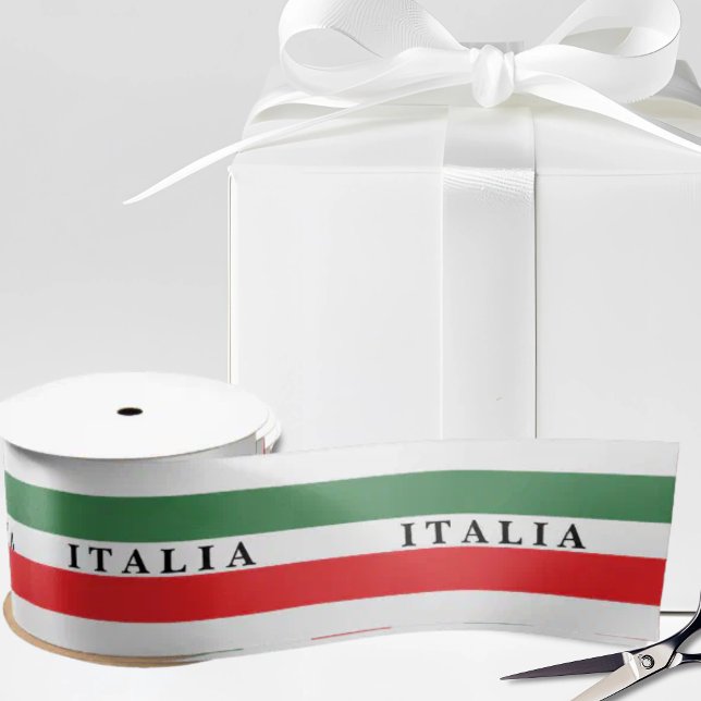 Lazo De Raso Italia Flag Stripes on White Satin Ribbon (Italia Italian Flag Green white and red horizontal stripes Ribbon for gifts and heritage crafting)
