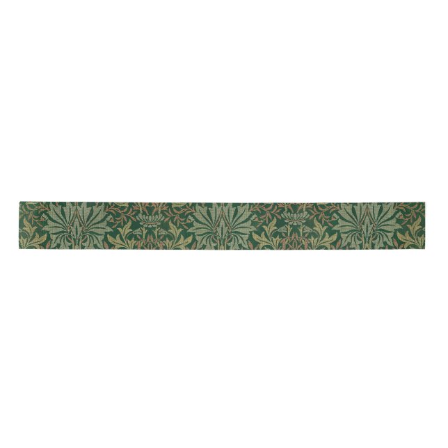 Lazo De Raso Jardín de flores William Morris - Verdes (Anverso)