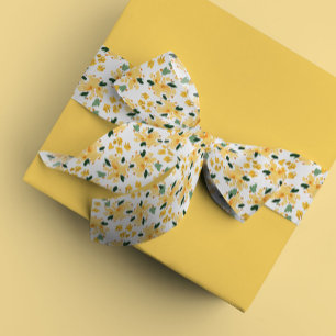 Lazo De Raso Jardín floral acuarela amarillo