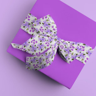 Lazo De Raso Jardín floral acuarela púrpura
