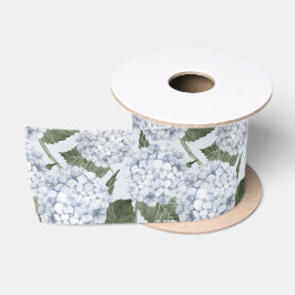 Lazo De Raso Jardín Floral de Hortensias Azules