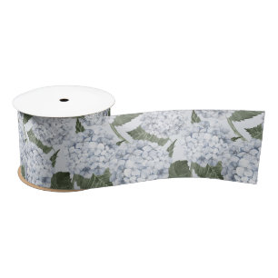 Lazo De Raso Jardín Floral de Hortensias Azules
