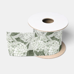 Lazo De Raso Jardín floral de hortensias blancas y verdes