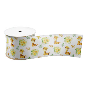 Lazo De Raso Jirafa Amarillo Floral Flores