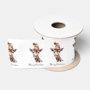 Lazo De Raso Jirafa navideña acogedora, personalizada