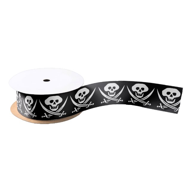 Lazo De Raso Jolly Roger Pirate Skull Bones (Carrete)