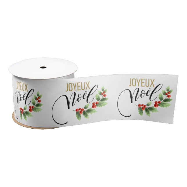 Lazo De Raso Joyeux Noël Moda Holly Floral | NAVIDADES (Carrete)