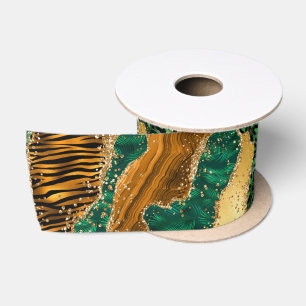 Lazo De Raso Jungle Agate   Patrón de Animal Salvaje de Luxe