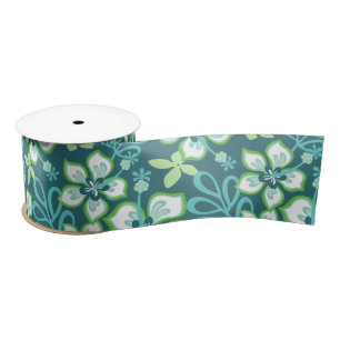 LAZO DE RASO JUNGLE SURF (COMBO VERDE AZULADO) SATIN RIBBON