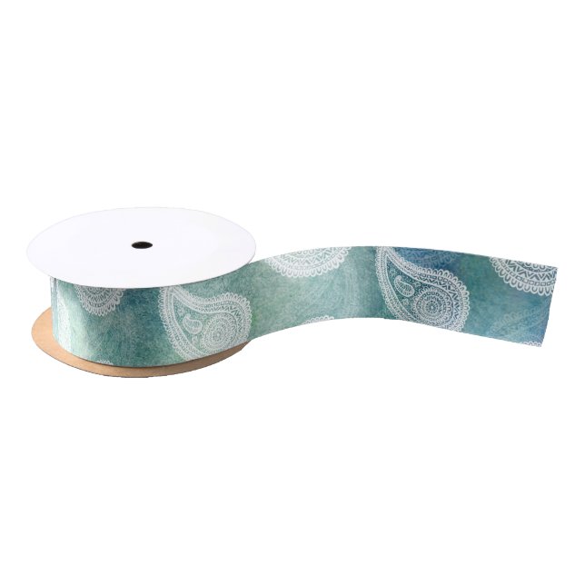 Lazo De Raso La Paisley azul profunda (Carrete)