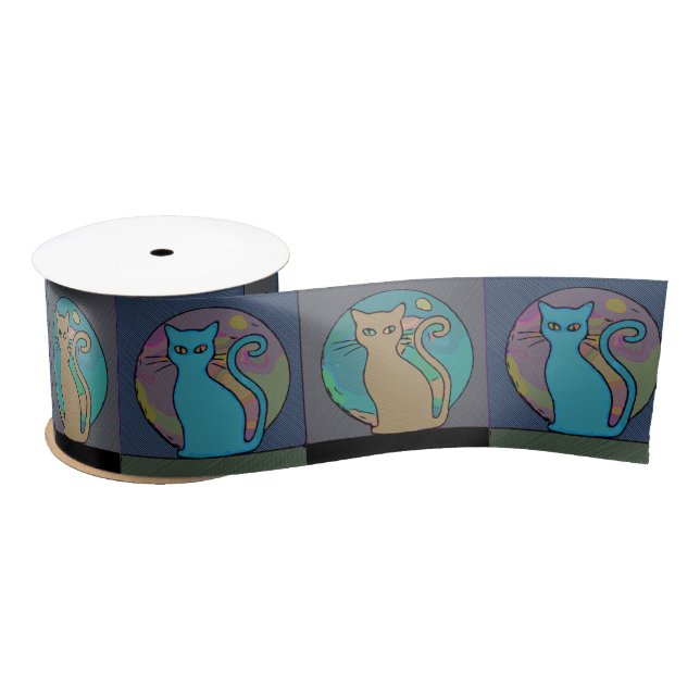 Lazo De Raso Lady Gato Multi Gatos Sentando Thunder_Cove (Carrete)