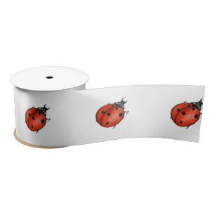 Lazo De Raso Ladybugs en blanco